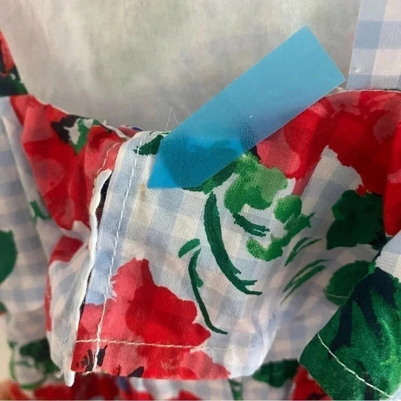 Janie and Jack, Size 4T, Blue Gingham Red Flower Dress - Picture 6 of 6